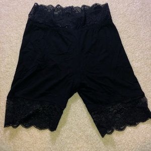 Black lace biker shorts